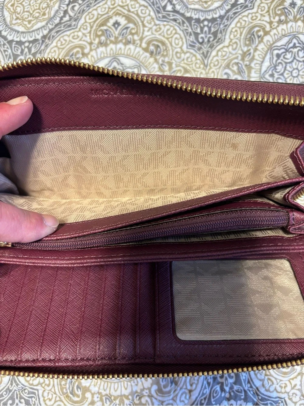 Michael Kors Burgundy Crossbody Bag with Matching Wallet